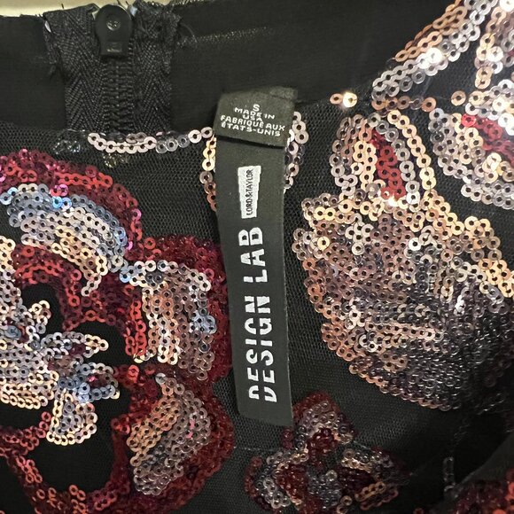 Lord & Taylor Design Lab Sequin Floral Dress Women's Size S - Picture 3 of 4